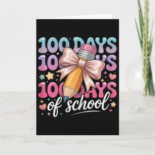 Cartão 100 Dias De Escola Meninas Coquette Laço Crianças 