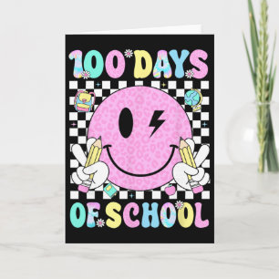 Cartão 100 Dias De Escola Rosto Sorriso Retro Professor C