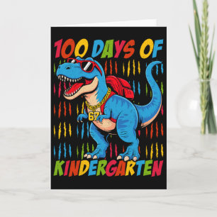 Cartão 100 Dias De Jardim De Infância Trex Dinossauro Men