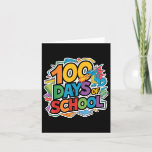 Cartão 100 Dias De Tema De Dragão Escolar Crianças Profes