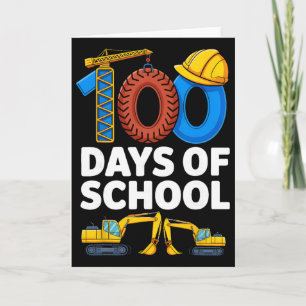 Cartão 100 Dias De Veículo De Construção Escolar Meninos 