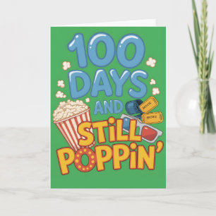 Cartão 100 Dias e Ainda Poppin Diversão Celebração Escola
