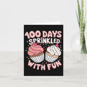 Cartão 100 Dias Empurrados Com Garotas Cupcakes Felizes 1