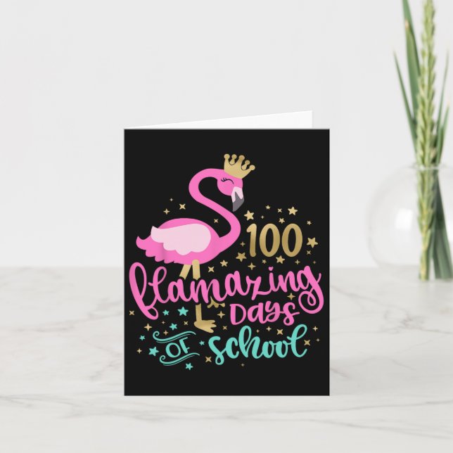 Cartão 100 Dias Incríveis De Professora Flamingo Da Escol (Frente)