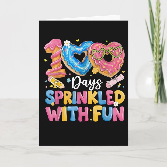 Cartão 100 Dias Salpicados Com Donut Fofo Divertido (Frente)