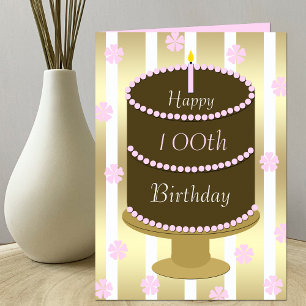 Cartão 100th Birthday Card Cake in Pink