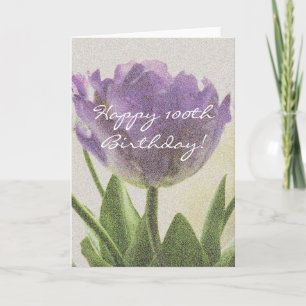 Cartão 100th Birthday card with purple tulip flowers