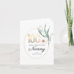 Cartão 100th Birthday   Floral Birthday Card