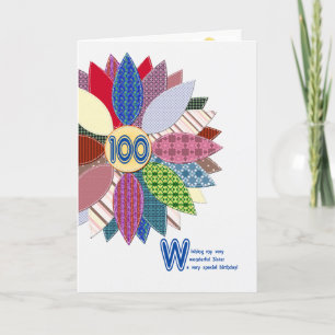 Cartão 100th birthday for sister, stitched flower