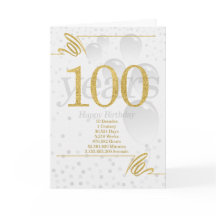 100th Birthday in Days Weeks Minutes with Name