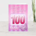 Cartão 100th Excelente-Tia feliz Mamã da avó do<br><div class="desc">Frente do cumprimento: Parabéns em seu aniversário. Verso do cumprimento: Pensamento de você com amor em seu aniversário e desejo lhe de tudo que lhe traz a felicidade & a alegria hoje e sempre.</div>