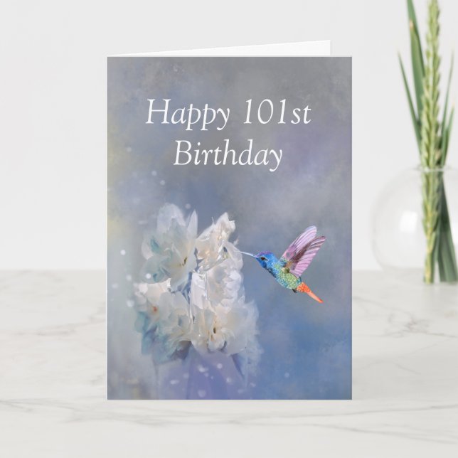 Cartão 101 Milestone Birthday Garden Hummingbird Flowers (Frente)