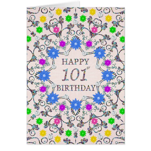 Cartão 101rua de Flores de Abstrato de Aniversário (Frente)