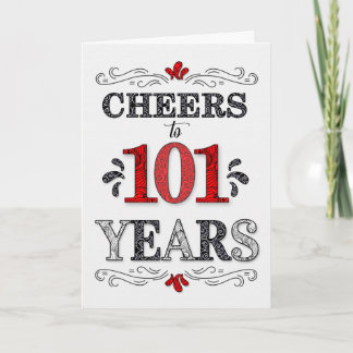Cartão 101ruas Aniversário Cheers em Preto Branco Vermelh