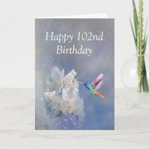 Cartão 102 Milestone Birthday Garden Hummingbird Flowers