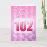 Cartão 102nd Excelente-Tia feliz Mamã da avó do<br><div class="desc">Frente do cumprimento: Parabéns em seu aniversário. Verso do cumprimento: Pensamento de você com amor em seu aniversário e desejo lhe de tudo que lhe traz a felicidade & a alegria hoje e sempre.</div>