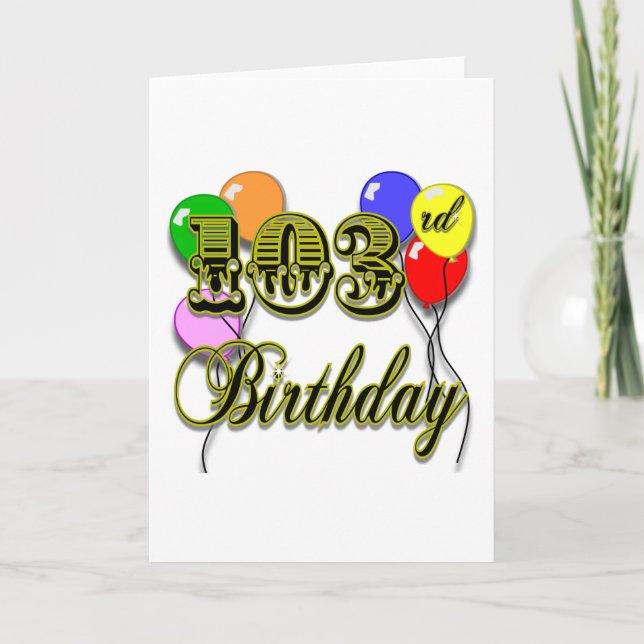 Cartão 103º aniversário com balões (Frente)