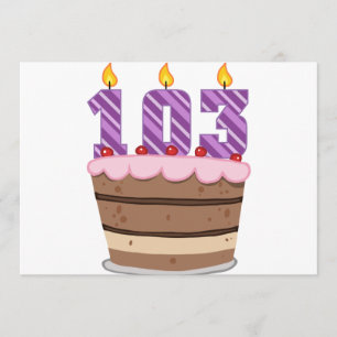 Cartão 103 anos de idade no Bolo de Aniversário