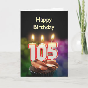 Cartão 105.º Aniversário com bolo e velas