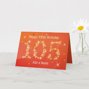Cartão 105.º aniversário - Números das Estrelas - Vermelh