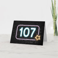 107º Sinal de Neon de Aniversário na Parede de Bri