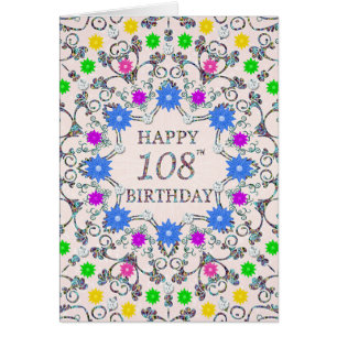 Cartão 108th Birthday Abstract Flowers 
