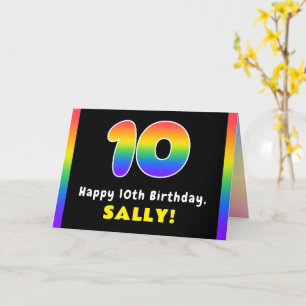 Cartão 10.º aniversário: Arco-Íris Colorido nº 10, Nome P