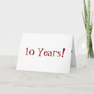 Cartão 10 anos, grande, vermelho e branco.