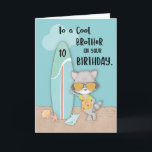 Cartão 10 anos Irmão Birthday Beach Funny Legal Raccoon<br><div class="desc">Neste verão, você deve apreciar o sol, a areia, a praia e a celebração do décimo aniversário do seu irmão. E cumprimentá-lo é este cartão divertido e legal que é perfeito para uma cara divertida e legal como ele. Traga-lhe este cartão agora para que ele possa apreciar seu dia especial...</div>