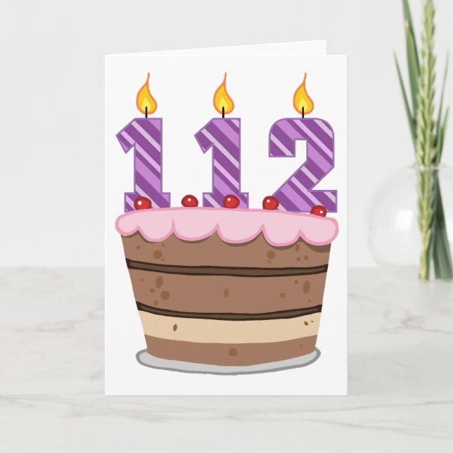 Cartão 112 Idade no Bolo de Aniversário (Frente)