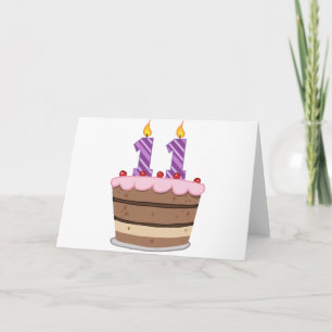 Cartão 11 anos de idade no Bolo de Aniversário