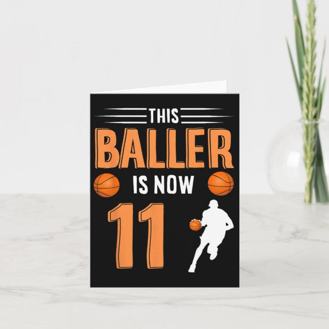 Cartão 11 Birthday Bysketbyll - Este Byller Tem Agora 11  (Frente)