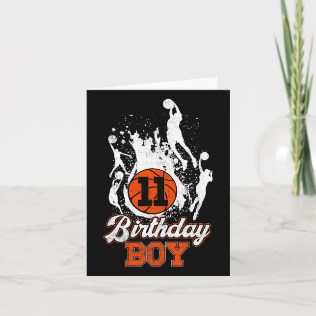 Cartão 11 Birthday Bysketbyll Theme Birthday Boy 11 anos (Frente)