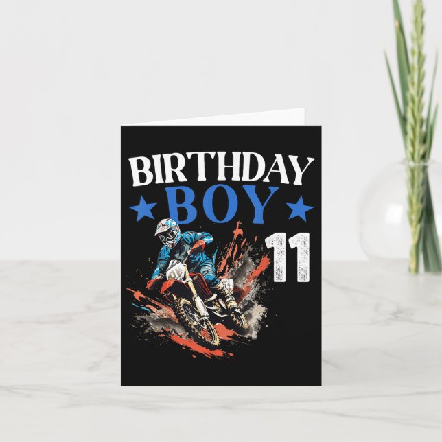 Cartão 11 Birthday Dirt Bike Motocross 11 anos B-da (Frente)