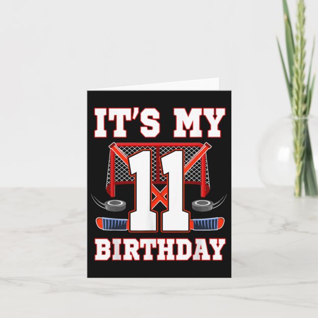 Cartão 11 Birthday Ice Hockey Player 11 Anos (Frente)