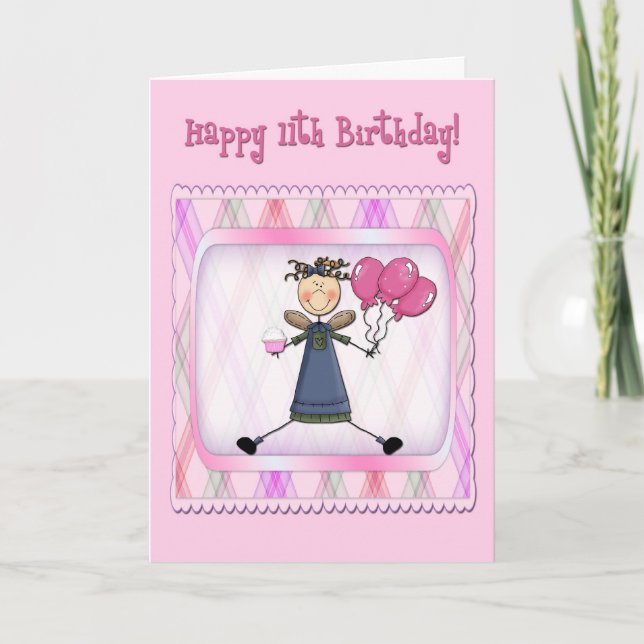 Cartão 11 Birthday Pink Angel (Frente)