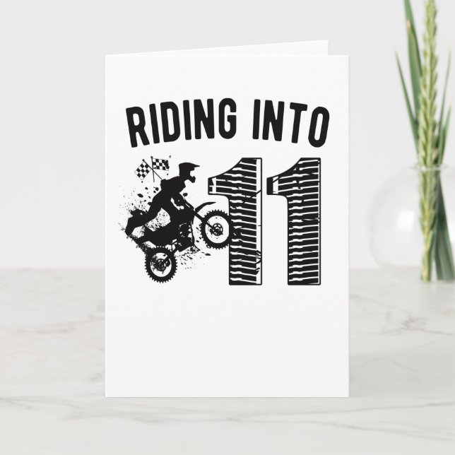 Cartão 11th Birthday Gift Dirt Bike 11 Year Old Biker (Frente)