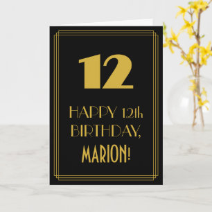 Cartão 12 Birthday - Art Deco Inspirou "12" & Nome