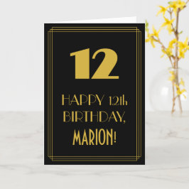 Cartão 12 Birthday - Art Deco Inspirou "12" & Nome