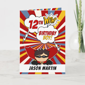 Cartão 12 Birthday Boy Super Herheroic Theme