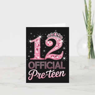 Cartão 12 coroa rosa pré-adolescente feliz aniversário de