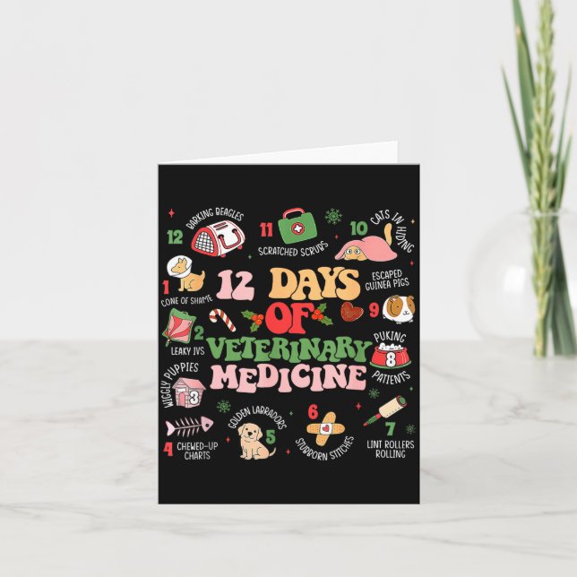 Cartão 12 Days Of Veterinary Medicine Funny Christmas Vet (Frente)