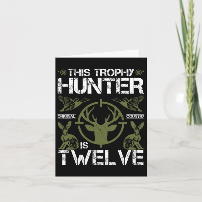 Cartão 12 de Caça ao Pato de Caça ao Aniversário, 12 anos (Frente)