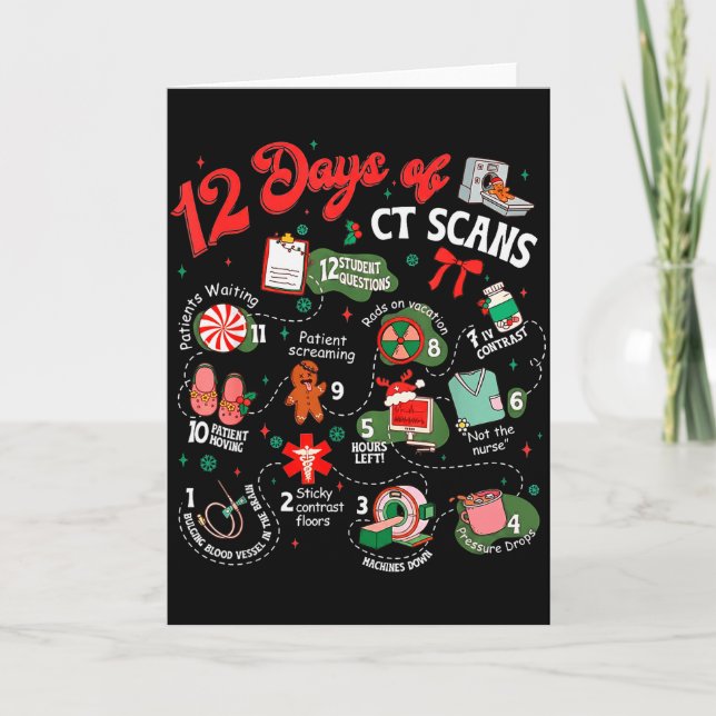 Cartão 12 Dias De Ct Scans Natal Ct Tech Cat Scan  (Frente)