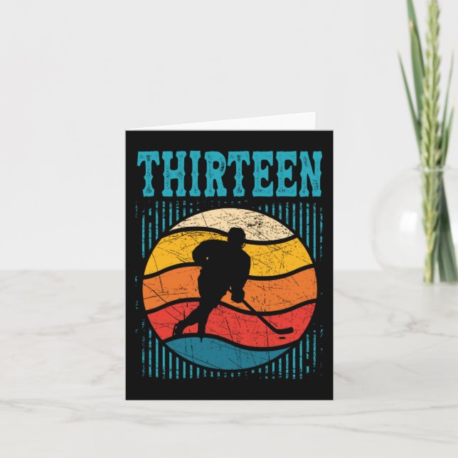 Cartão 13 Aniversário De Hóquei No Gelo De 13 Anos (Frente)