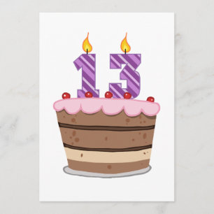 Cartão 13 anos de idade no Bolo de Aniversário
