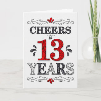 Cartão 13 Birthday Saúde no Padrão Negro Branco Vermelho