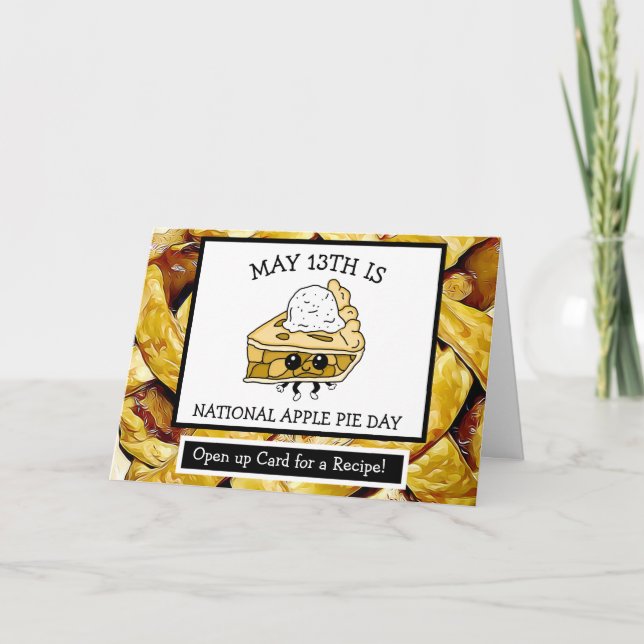 Cartão 13 de maio é o Dia Nacional da Torta de Maçã. Rece (Frente)