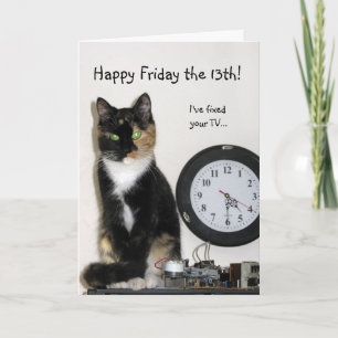 Cartão 13 de Sexta-Feira Feliz - Eu consertei sua TV