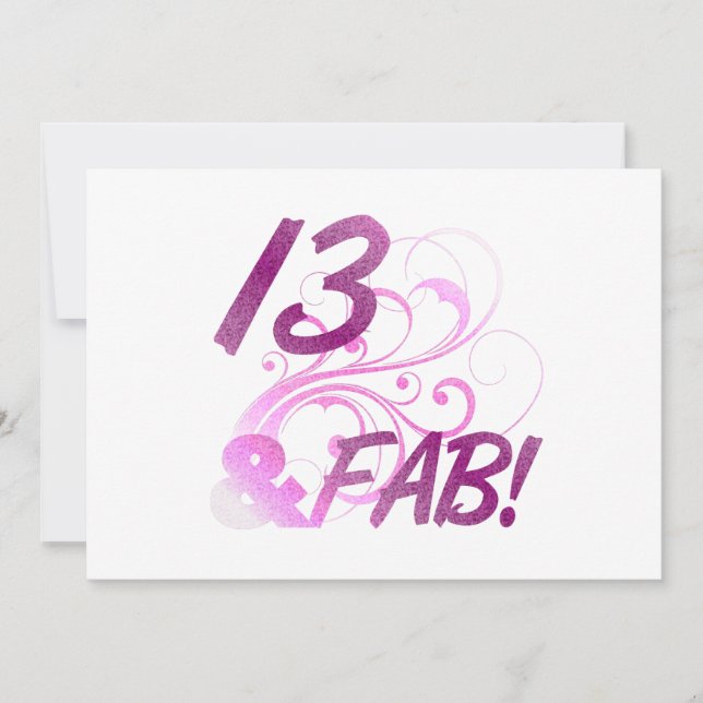 Cartão 13 e aniversário fabuloso (Frente)